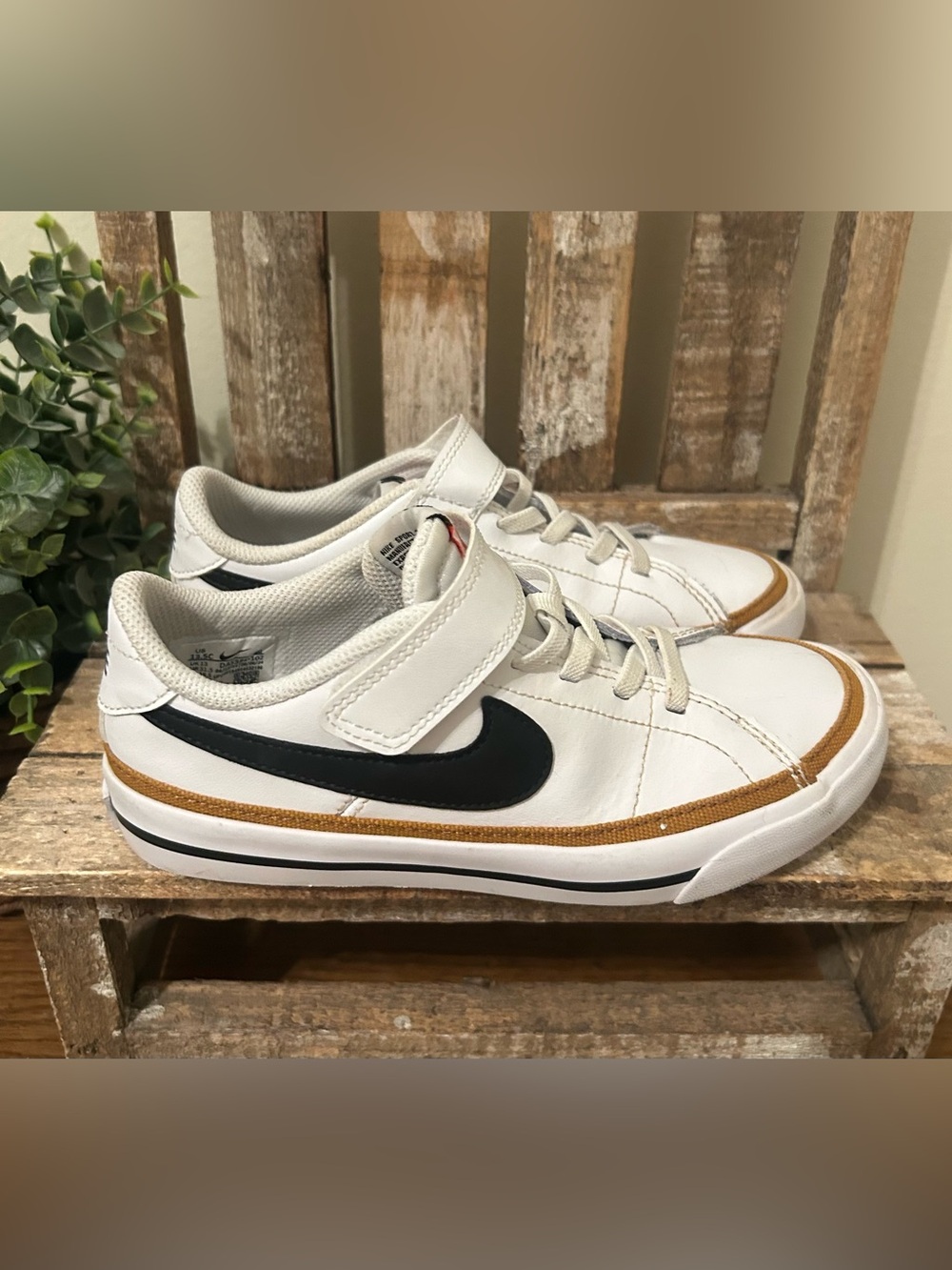 Little Kids Nike Court Legacy DA5381  White/Desert Ochre/Gum Light Brown Sz 13.5